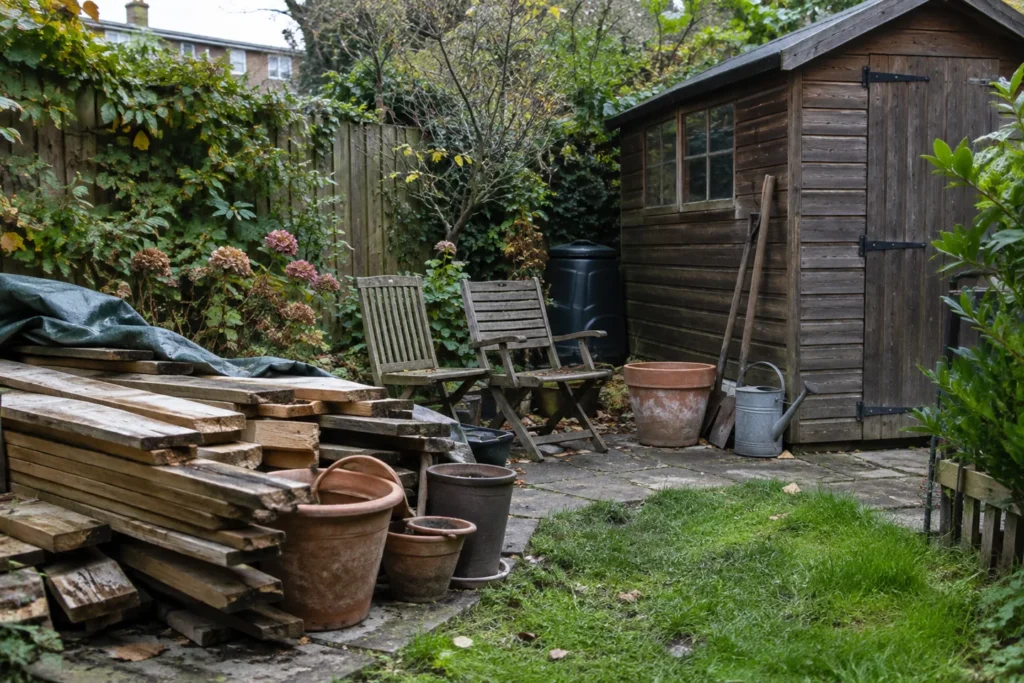 KI-Symbolbild: Garten und Schuppen vor einer Räumung
