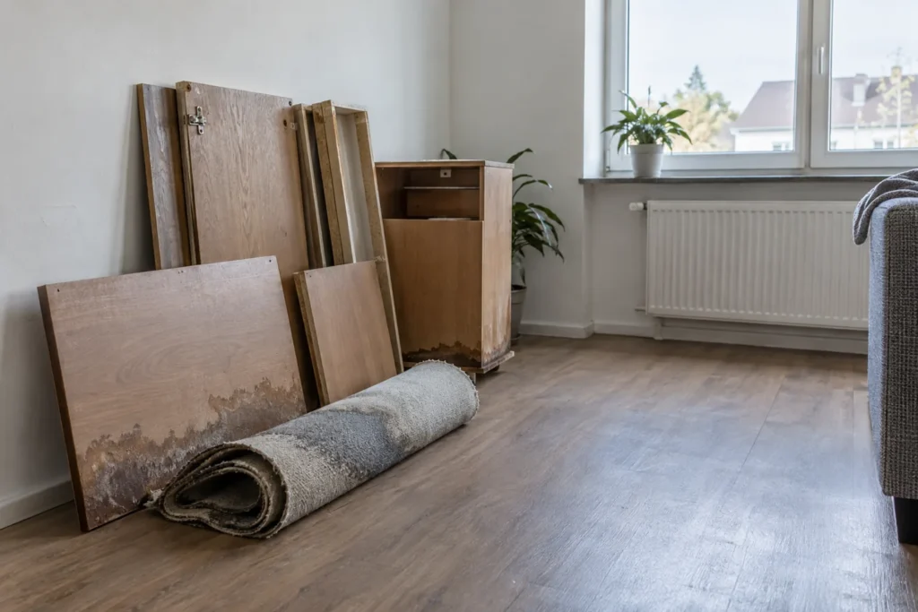 Beschädigte Einrichtungsgegenstände zur Räumung